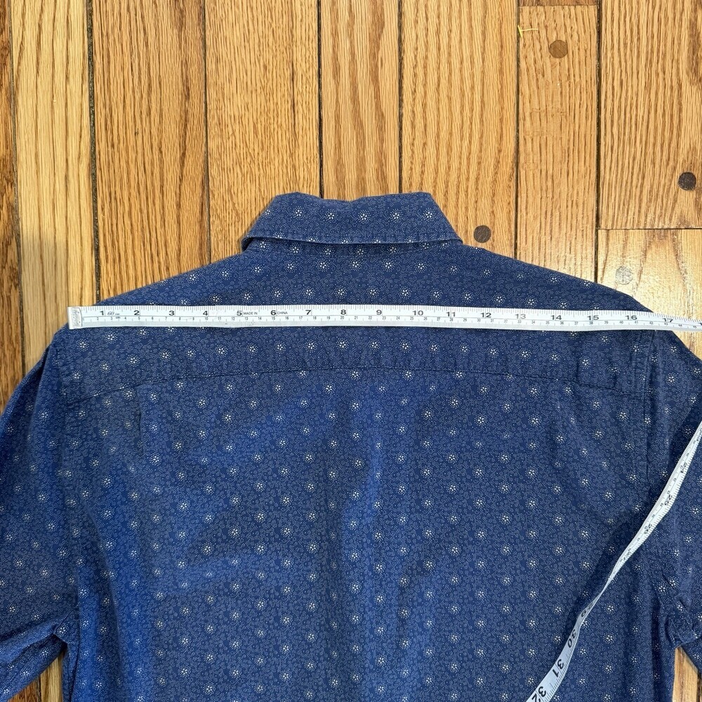 GAP Slim Fit Stretch Button Up Shirt Men’s Medium Blue Patterned Long Sleeve - Picture 7 of 9